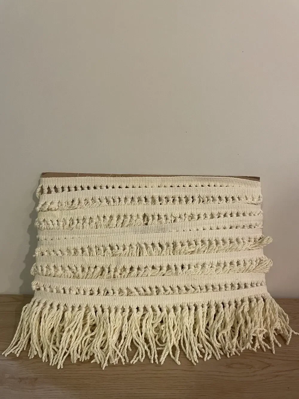 (Destash LOT 6 yd) Cream Creme Cotton Woven Knotted Tassel Fringe Trim Edge 4”